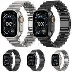 Edelstahl-Uhrenarmband mit Magnetverschluss im Ocean Wave-Design, passend für Apple Watch 46 mm / 49 mm / 45 mm / 44 mm