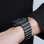 Edelstahl-Uhrenarmband mit Magnetverschluss im Ocean Wave-Design, passend für Apple Watch 46 mm / 49 mm / 45 mm / 44 mm