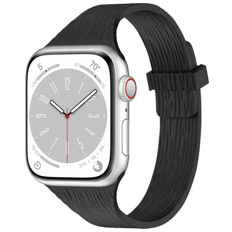 Magnetisches Silikonarmband mit Wasser-Holzmaserung für schmale Taille, passend für Apple Watch 46 mm / 49 mm / 45 mm / 44 mm und 42 mm / 41 mm / 40 mm / 38 mm