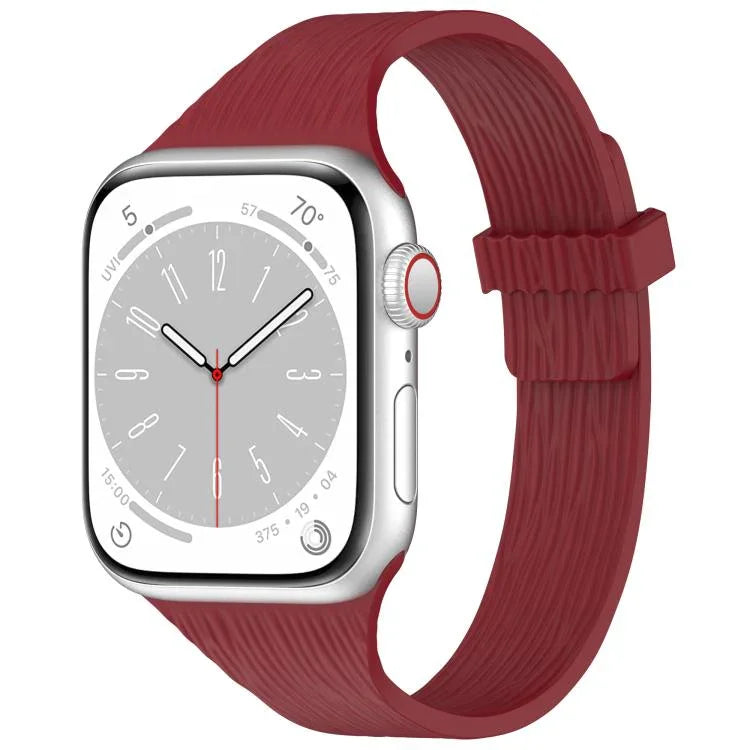 Magnetisches Silikonarmband mit Wasser-Holzmaserung für schmale Taille, passend für Apple Watch 46 mm / 49 mm / 45 mm / 44 mm und 42 mm / 41 mm / 40 mm / 38 mm