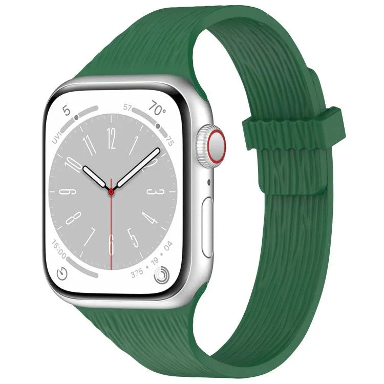 Magnetisches Silikonarmband mit Wasser-Holzmaserung für schmale Taille, passend für Apple Watch 46 mm / 49 mm / 45 mm / 44 mm und 42 mm / 41 mm / 40 mm / 38 mm