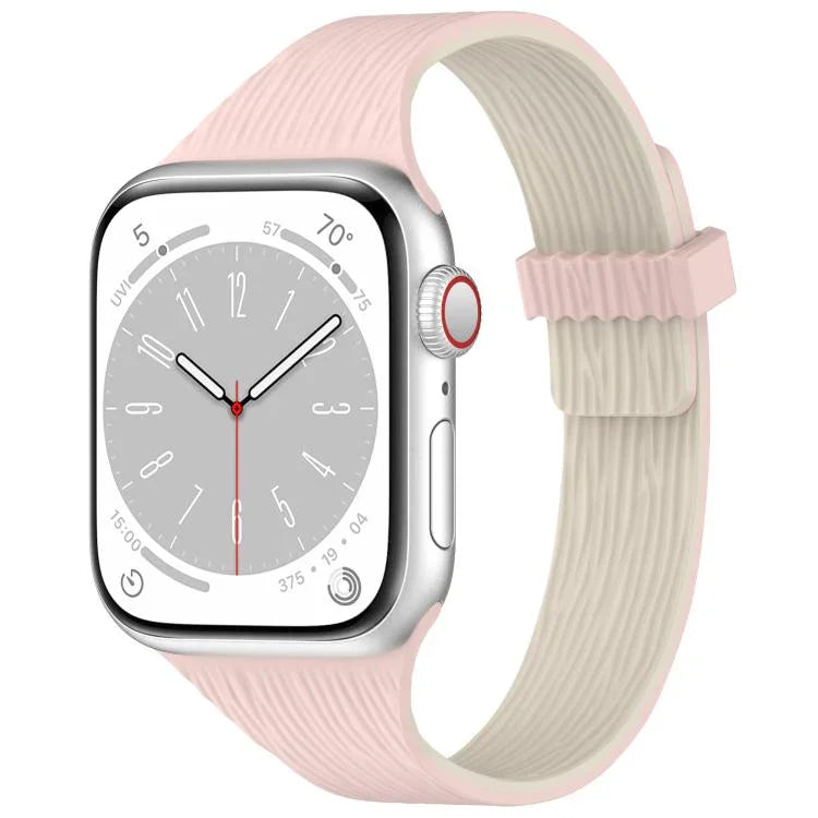 Magnetisches Silikonarmband mit Wasser-Holzmaserung für schmale Taille, passend für Apple Watch 46 mm / 49 mm / 45 mm / 44 mm und 42 mm / 41 mm / 40 mm / 38 mm