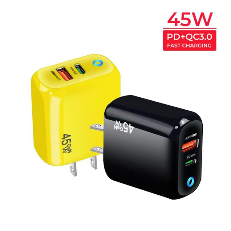 GaN 45W PD3.0 + QC3.0 Vollkompatibles Protokoll-Ladegerät für Laptops / Tablets, US-Stecker