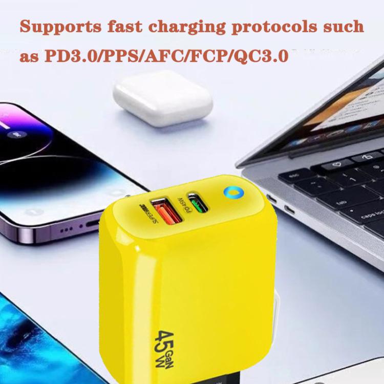 GaN 45W PD3.0 + QC3.0 Vollkompatibles Protokoll-Ladegerät für Laptops / Tablets, US-Stecker