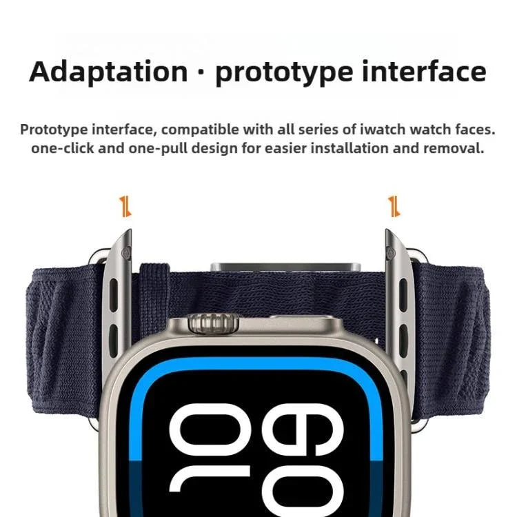 Style H Twill Nylon Uhrenarmband, für Apple Watch 46 mm / 49 mm / 45 mm / 44 mm, für Apple Watch 42 mm / 41 mm / 40 mm / 38 mm