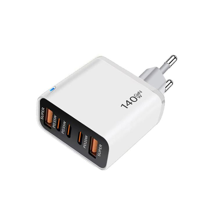 TE-PD43 3x Type-C, 2x USB-A Multiport-Ladegerät für Mobiltelefone / Tablets, EU Stecker, EU Stecker