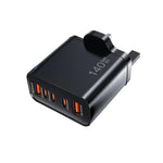 TE-PD43 3x Typ-C, 2x USB-A Multi-Port-Ladegerät für Mobiltelefone / Tablets, UK Stecker, UK Stecker