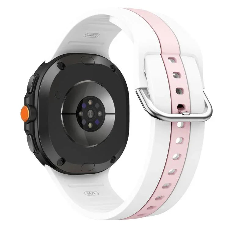 Silver Buckle Vertical Stripe Two Color Silicone Watch Band, For Samsung Galaxy Watch8 / Watch8 Classic