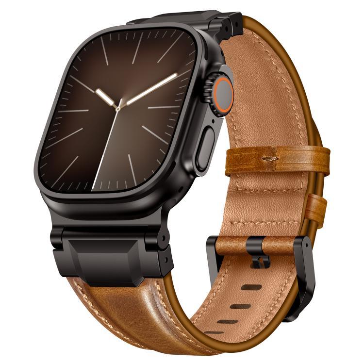Lederarmband im Panzerstil, für Apple Watch 46 mm / 49 mm / 45 mm / 44 mm
