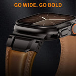 Lederarmband im Panzerstil, für Apple Watch 46 mm / 49 mm / 45 mm / 44 mm