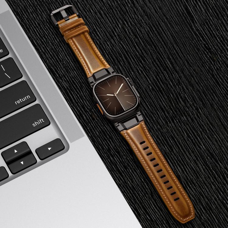 Lederarmband im Panzerstil, für Apple Watch 46 mm / 49 mm / 45 mm / 44 mm