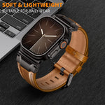 Lederarmband im Panzerstil, für Apple Watch 46 mm / 49 mm / 45 mm / 44 mm