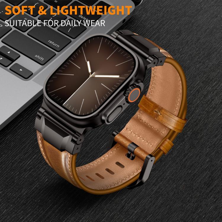 Lederarmband im Panzerstil, für Apple Watch 46 mm / 49 mm / 45 mm / 44 mm