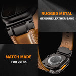Lederarmband im Panzerstil, für Apple Watch 46 mm / 49 mm / 45 mm / 44 mm