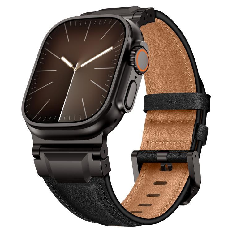 Lederarmband im Panzerstil, für Apple Watch 46 mm / 49 mm / 45 mm / 44 mm