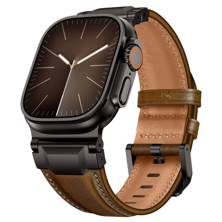Lederarmband im Panzerstil, für Apple Watch 46 mm / 49 mm / 45 mm / 44 mm