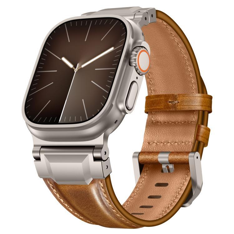Lederarmband im Panzerstil, für Apple Watch 46 mm / 49 mm / 45 mm / 44 mm