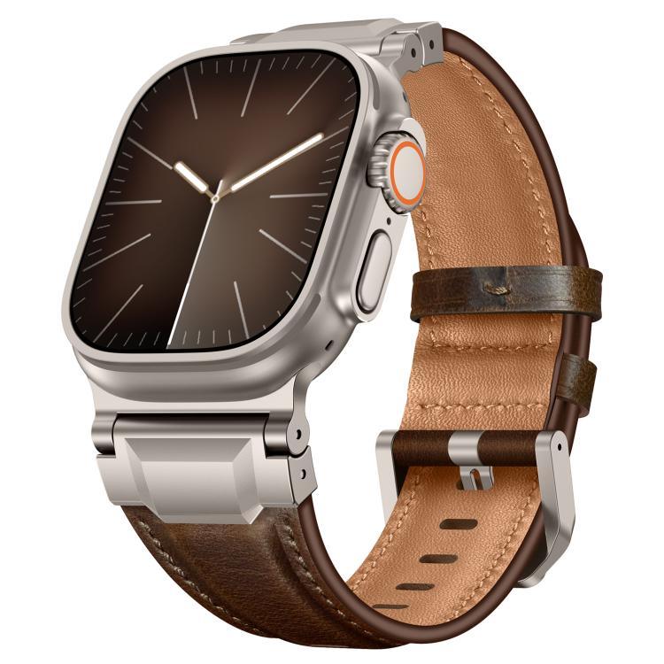 Lederarmband im Panzerstil, für Apple Watch 46 mm / 49 mm / 45 mm / 44 mm