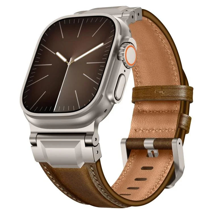 Lederarmband im Panzerstil, für Apple Watch 46 mm / 49 mm / 45 mm / 44 mm