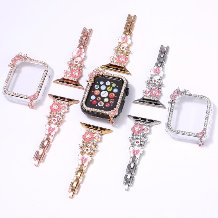 Quaste Blume Einzelner Diamant Hohle PC-Uhrenschale, Für Apple Watch Series 6 / 5 / 4 & SE 44mm, Für Apple Watch Series 6 / 5 / 4 & SE 40mm, Für Apple Watch Series 10 / 11 46mm, Für Apple Watch Series 10 / 11 42mm, Für Apple Watch Series 9 / 8 / 7 44mm