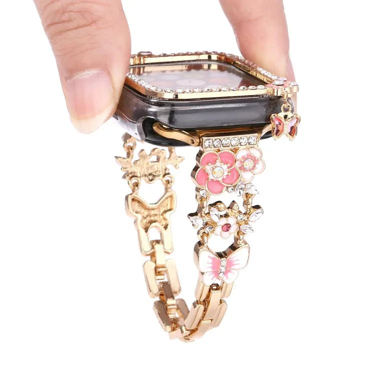 Quaste Blume Einzelner Diamant Hohle PC-Uhrenschale, Für Apple Watch Series 6 / 5 / 4 & SE 44mm, Für Apple Watch Series 6 / 5 / 4 & SE 40mm, Für Apple Watch Series 10 / 11 46mm, Für Apple Watch Series 10 / 11 42mm, Für Apple Watch Series 9 / 8 / 7 44mm