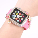 Uhrengehäuse aus Polycarbonat mit Quasten-Schmetterling und Diamantverzierung, passend für Apple Watch Series 6/5/4 &amp; SE (44 mm, 40 mm, 45 mm und 41 mm).