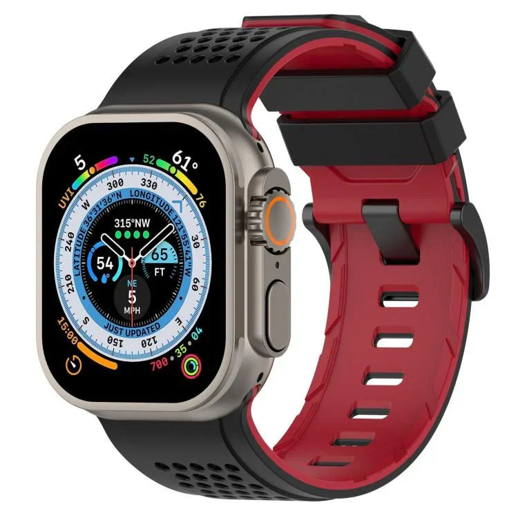 Atmungsaktives Silikon-Uhrenarmband mit Karomuster, passend für Apple Watch 46 mm / 49 mm / 45 mm / 44 mm