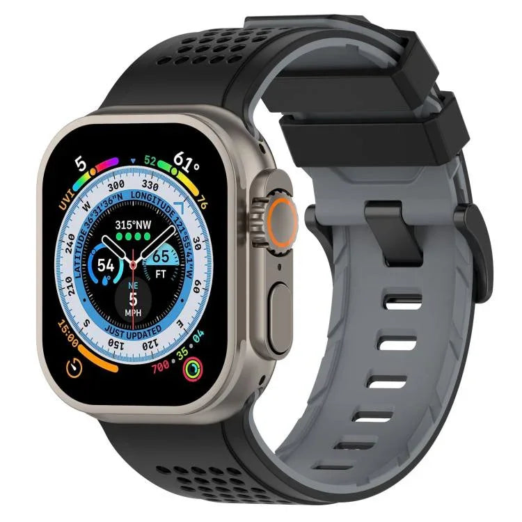 Atmungsaktives Silikon-Uhrenarmband mit Karomuster, passend für Apple Watch 46 mm / 49 mm / 45 mm / 44 mm