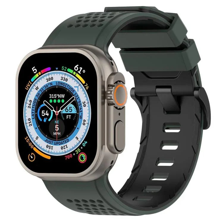 Atmungsaktives Silikon-Uhrenarmband mit Karomuster, passend für Apple Watch 46 mm / 49 mm / 45 mm / 44 mm