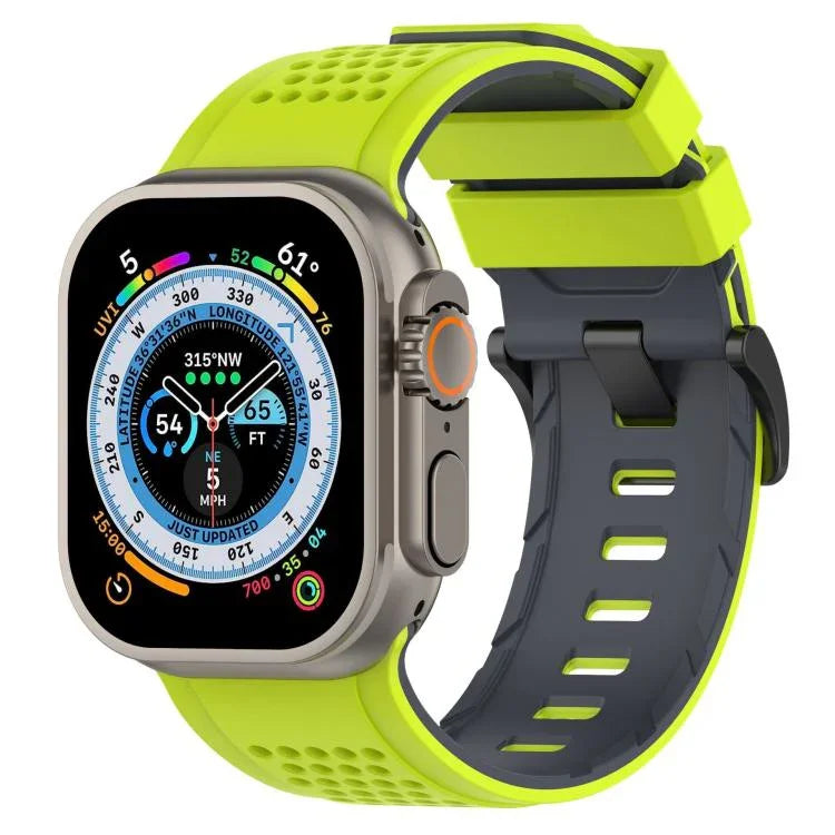 Atmungsaktives Silikon-Uhrenarmband mit Karomuster, passend für Apple Watch 46 mm / 49 mm / 45 mm / 44 mm