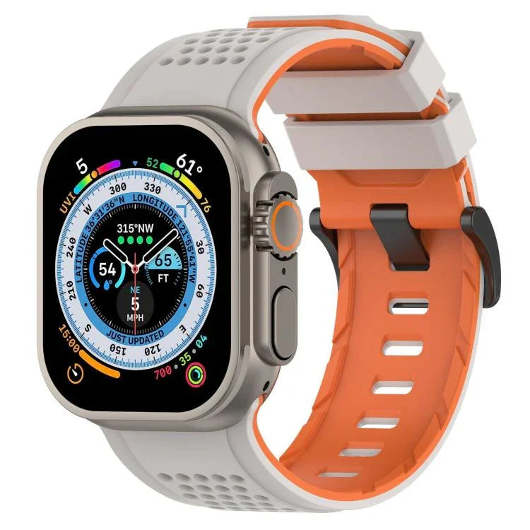Atmungsaktives Silikon-Uhrenarmband mit Karomuster, passend für Apple Watch 46 mm / 49 mm / 45 mm / 44 mm