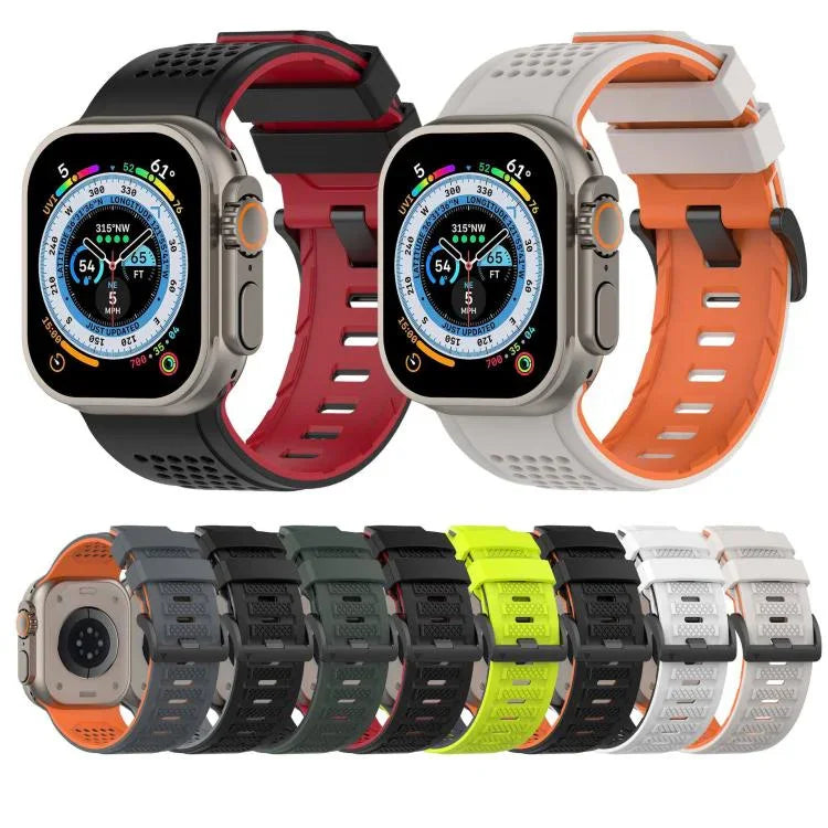 Atmungsaktives Silikon-Uhrenarmband mit Karomuster, passend für Apple Watch 46 mm / 49 mm / 45 mm / 44 mm