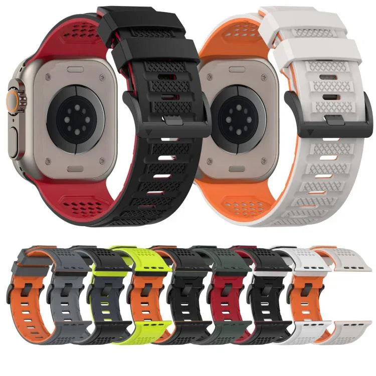 Atmungsaktives Silikon-Uhrenarmband mit Karomuster, passend für Apple Watch 46 mm / 49 mm / 45 mm / 44 mm
