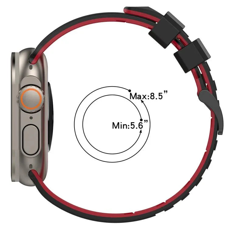 Atmungsaktives Silikon-Uhrenarmband mit Karomuster, passend für Apple Watch 46 mm / 49 mm / 45 mm / 44 mm