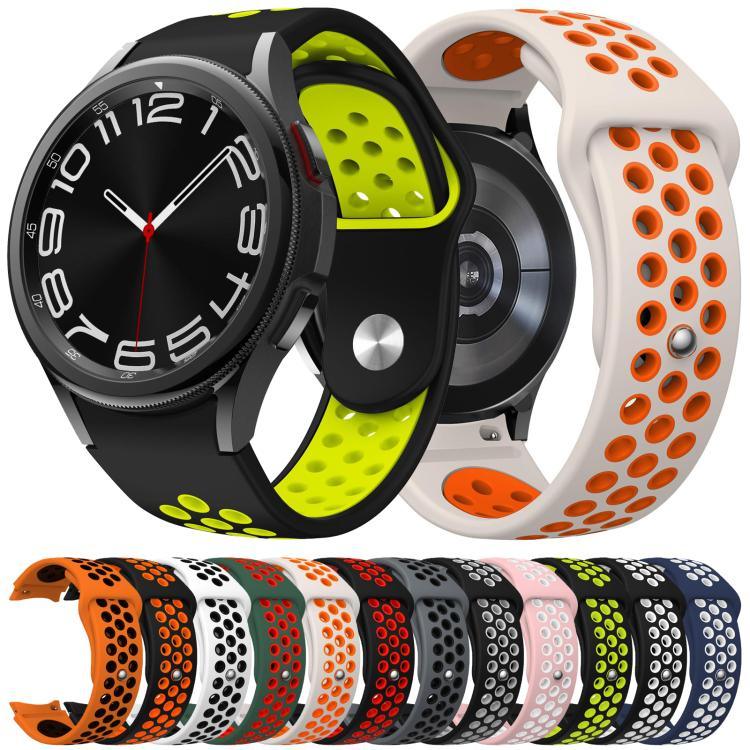 Zweifarbiges Silikon-Uhrenarmband mit umgekehrter Schnalle, für Samsung Galaxy Watch FE / 7 / 6 / 5 / 4