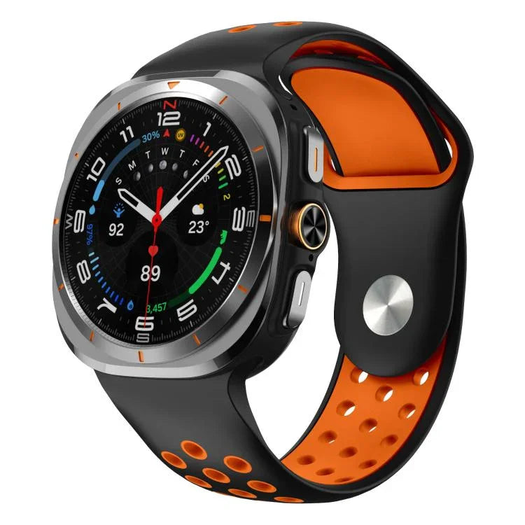 Two Color Round Holes Reverse Buckle Silicone Watch Band, For Samsung Galaxy Watch Ultra 47mm / Ultra 2025