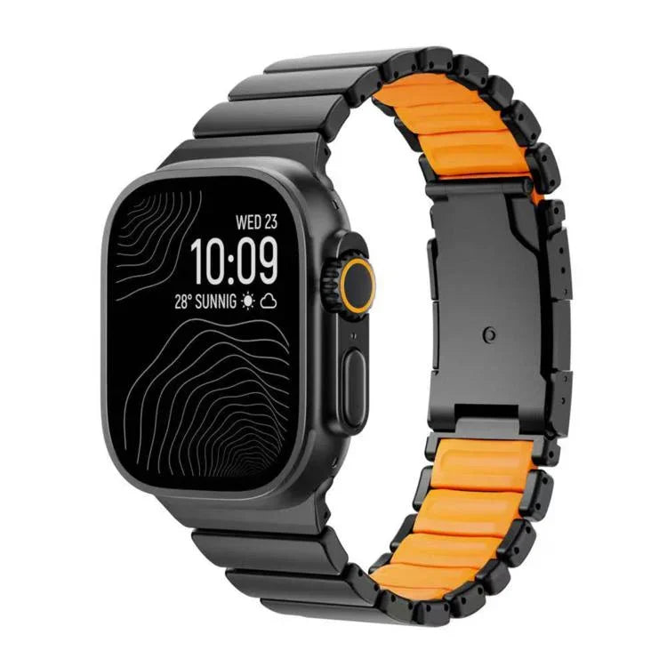 Zweifarbiges Uhrenarmband aus Titanmetall mit Schildkrötenverschluss und Silikonverschluss, passend für Apple Watch 46 mm / 49 mm / 45 mm / 44 mm