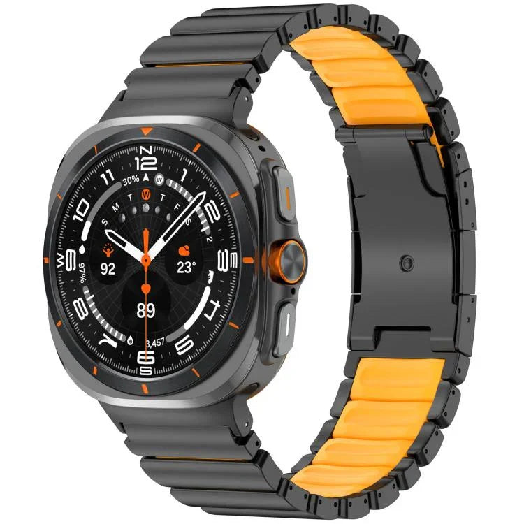 Zweifarbiges Titan-Metall-Silikon-Uhrenarmband mit Schildkrötenverschluss, passend für Samsung Galaxy Watch8 / 8 Classic