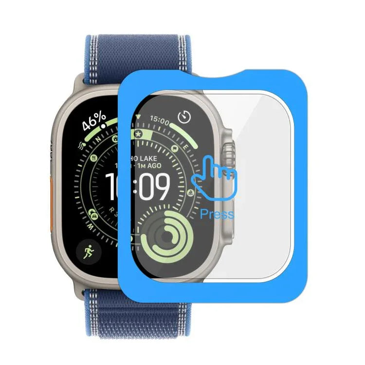 Vollflächige, anti-fingerabdruckbeschichtete HD-Schutzfolie aus gehärtetem Glas mit einfacher Anbringung für Apple Watch Ultra 3 / 2 / 1 (49 mm)