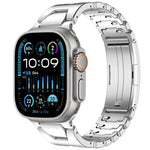 Edelstahl-Uhrenarmband mit H-förmigem Schnellverschluss und Schmetterlingsschließe, passend für Apple Watch 44 mm / 45 mm / 46 mm / 49 mm und 42 mm / 41 mm / 40 mm / 38 mm