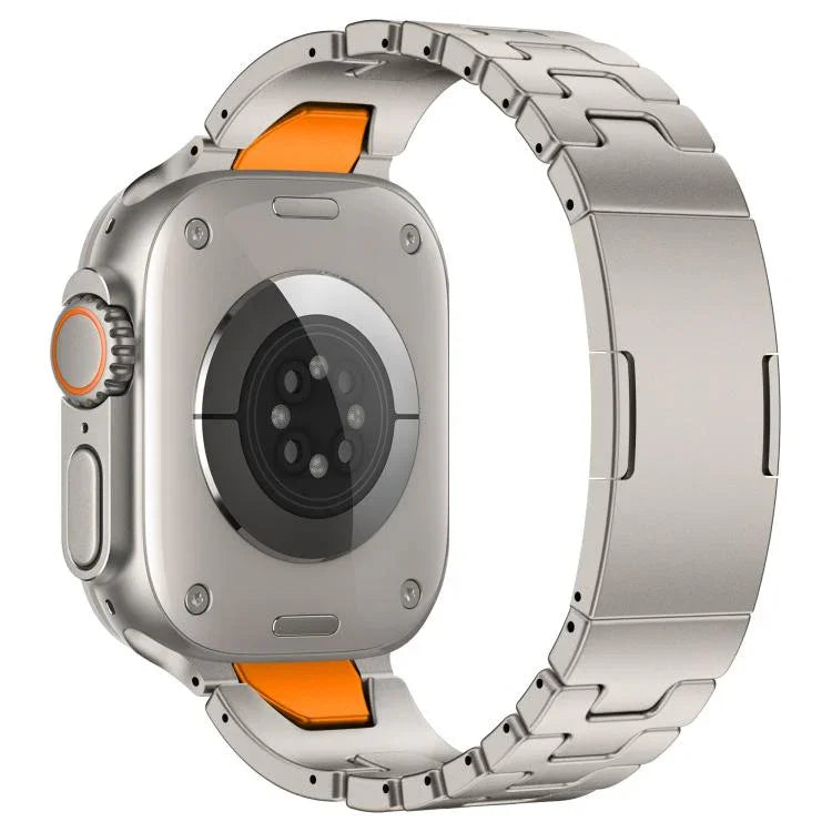 Edelstahl-Uhrenarmband mit H-förmigem Schnellverschluss und Schmetterlingsschließe, passend für Apple Watch 44 mm / 45 mm / 46 mm / 49 mm und 42 mm / 41 mm / 40 mm / 38 mm