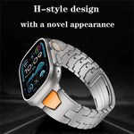 Edelstahl-Uhrenarmband mit H-förmigem Schnellverschluss und Schmetterlingsschließe, passend für Apple Watch 44 mm / 45 mm / 46 mm / 49 mm und 42 mm / 41 mm / 40 mm / 38 mm