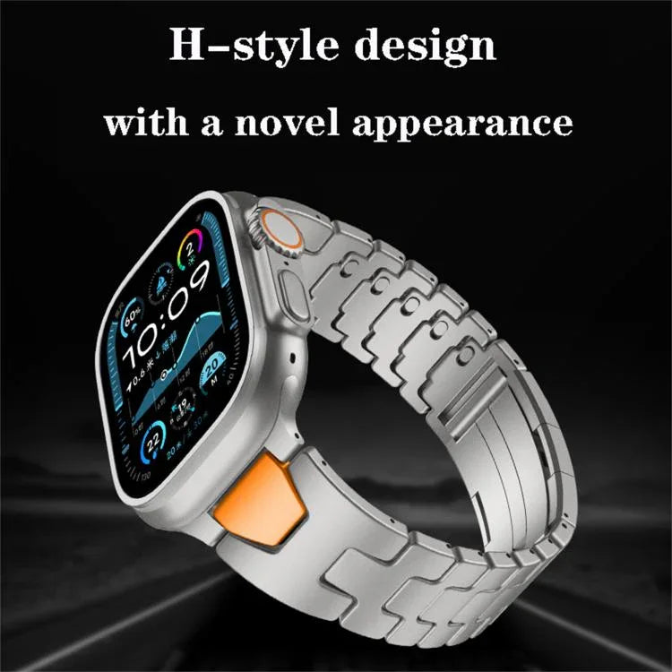 Edelstahl-Uhrenarmband mit H-förmigem Schnellverschluss und Schmetterlingsschließe, passend für Apple Watch 44 mm / 45 mm / 46 mm / 49 mm und 42 mm / 41 mm / 40 mm / 38 mm