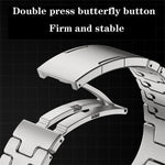 Edelstahl-Uhrenarmband mit H-förmigem Schnellverschluss und Schmetterlingsschließe, passend für Apple Watch 44 mm / 45 mm / 46 mm / 49 mm und 42 mm / 41 mm / 40 mm / 38 mm