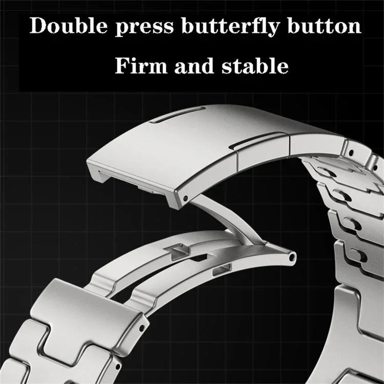 Edelstahl-Uhrenarmband mit H-förmigem Schnellverschluss und Schmetterlingsschließe, passend für Apple Watch 44 mm / 45 mm / 46 mm / 49 mm und 42 mm / 41 mm / 40 mm / 38 mm