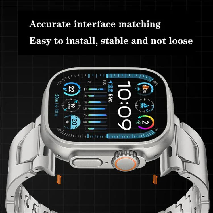 Edelstahl-Uhrenarmband mit H-förmigem Schnellverschluss und Schmetterlingsschließe, passend für Apple Watch 44 mm / 45 mm / 46 mm / 49 mm und 42 mm / 41 mm / 40 mm / 38 mm