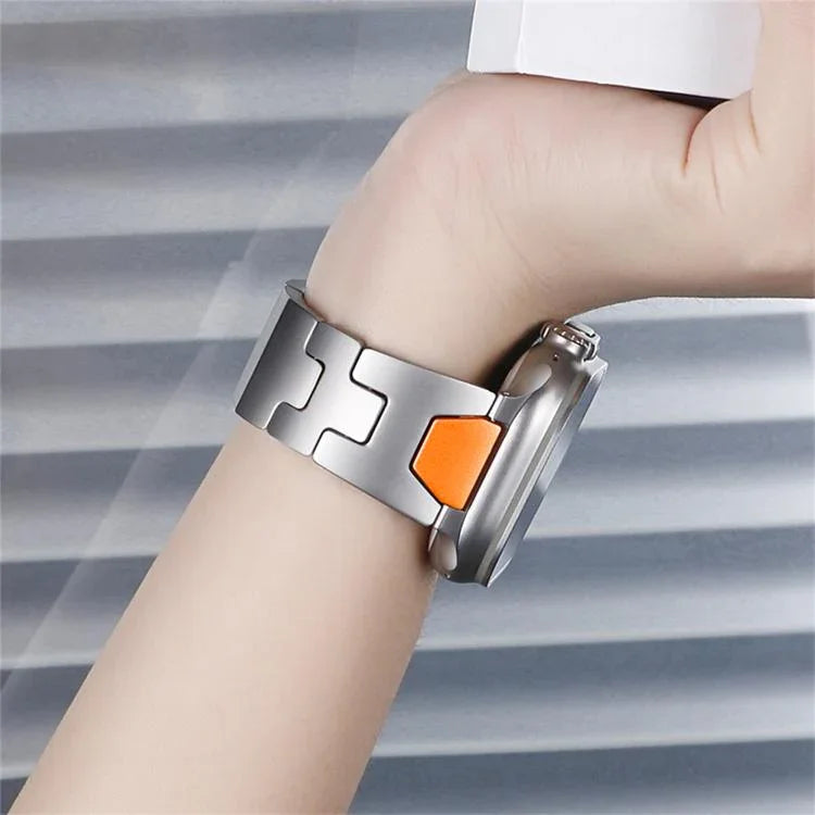 Edelstahl-Uhrenarmband mit H-förmigem Schnellverschluss und Schmetterlingsschließe, passend für Apple Watch 44 mm / 45 mm / 46 mm / 49 mm und 42 mm / 41 mm / 40 mm / 38 mm