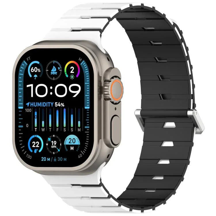 Magnetisches Silikonarmband im Melodica-Stil, zweifarbig, für Apple Watch 46 mm / 49 mm / 45 mm / 44 mm, für Apple Watch 42 mm / 41 mm / 40 mm / 38 mm