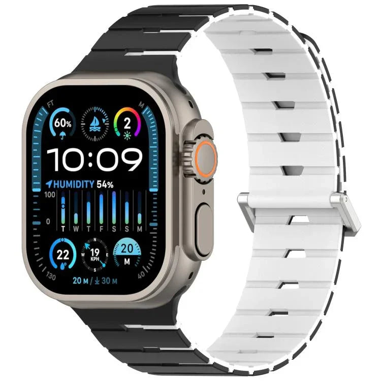 Magnetisches Silikonarmband im Melodica-Stil, zweifarbig, für Apple Watch 46 mm / 49 mm / 45 mm / 44 mm, für Apple Watch 42 mm / 41 mm / 40 mm / 38 mm