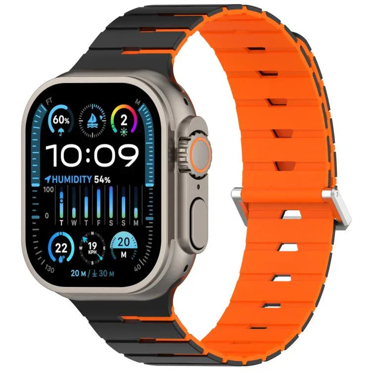 Magnetisches Silikonarmband im Melodica-Stil, zweifarbig, für Apple Watch 46 mm / 49 mm / 45 mm / 44 mm, für Apple Watch 42 mm / 41 mm / 40 mm / 38 mm